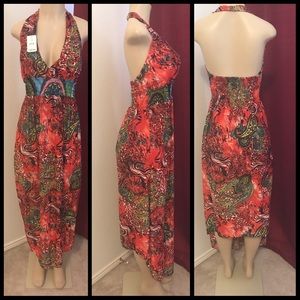 🔥Asymmetrical Halter Backless Sexy Print Dress!🔥